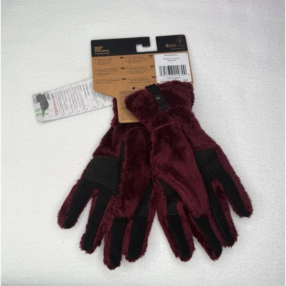 The North Face Osito Etip Gloves Regal Red L Touchscreen Fleece Winter NWT